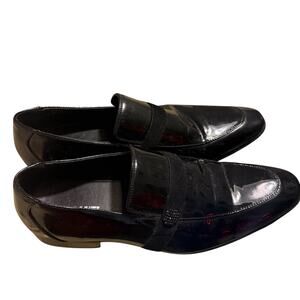 Faranzi Mens Black Patent Leather Loafer Slip-On Tuxedo Dress Shoe Size 12